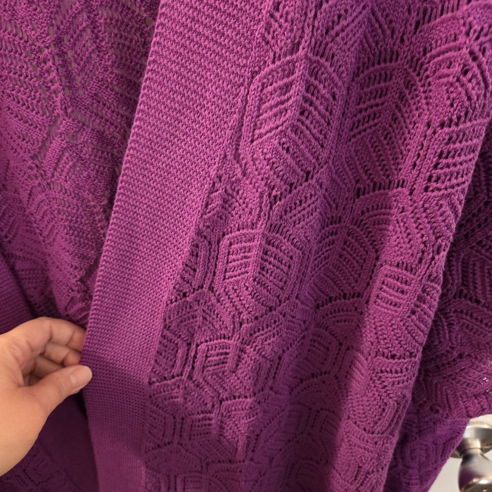 Liz Claiborne sz 4X ss open knit & front cardigan sweater NWT purple lightweight - Picture 4 of 10